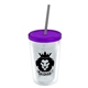 a clear bottle & translucent violet lid & smoke straw 16 oz double - wall insulated transparent tumbler
