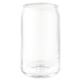 aerial view a clear 16 oz stout can shaped glass cup, image 1 of 3
