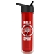 a transparent red bottle & black lid the chiller - 16 oz double wall insulated bottle with flip straw lid