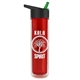 a transparent red bottle & black/green spout lid the chiller - 16 oz double wall insulated bottle with flip straw lid