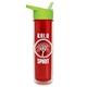 a transparent red bottle & lime green lid the chiller - 16 oz double wall insulated bottle with flip straw lid
