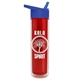 a transparent red bottle & royal blue lid the chiller - 16 oz double wall insulated bottle with flip straw lid