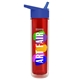 a royal blue lid & transparent red bottle the chiller - 16 oz double wall insulated bottle with flip straw lid and digital imprint