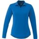 aerial view a olympic blue (431) womens mori long sleeve performance polo, image 1 of 4