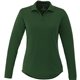 aerial view a forest green (640) womens mori long sleeve performance polo, image 1 of 4