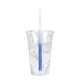 aerial view a clear tumbler & frosted to blue straw 16 oz victory acrylic tumbler with mood(tm) straw, image 1 of 2