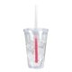 aerial view a clear tumbler & frosted to red straw 16 oz victory acrylic tumbler with mood(tm) straw, image 1 of 2