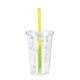 aerial view a clear tumbler & yellow to green straw 16 oz victory acrylic tumbler with mood(tm) straw, image 1 of 2