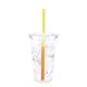 aerial view a clear tumbler & yellow to orange straw 16 oz victory acrylic tumbler with mood(tm) straw, image 1 of 2