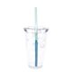 aerial view a clear tumbler & green to blue straw 16 oz victory acrylic tumbler with mood(tm) straw, image 1 of 2