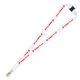 a white 3/4 silkscreen lanyard with bulldog or swivel clip and free breakaway release