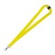 aerial view a yellow 3/4 silkscreen lanyard with bulldog or swivel clip and free breakaway release, image 1 of 2