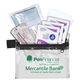aerial view a clear w/white microfiber 11 pcs antiseptic and protective health living pack in zipper pouch, image 1 of 2
