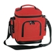 a red 600d polyester leakproof cooler w / leatherette bottom