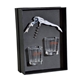 aerial view a black the lachlan waiters corkscrew and shot glass gift set, image 1 of 2