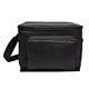 a black 600d polyester 6- pack cooler w / side pockets pouch