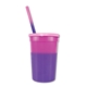 aerial view a group of promotional personalized 22 oz mood stadium plastic cup / straw / lid set, image 23 of 25