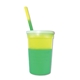 aerial view a group of promotional personalized 22 oz mood stadium plastic cup / straw / lid set, image 24 of 25