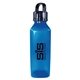 aerial view a translucent blue bottle & black lid 24 oz classic edge bottle with handle lid, image 2 of 2
