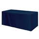a navy blue (pms 296) fitted poly / cotton 4- sided table cover - fits 6 standard table