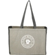 aerial view a natural/black recycled cotton contrast side shopper tote, image 1 of 6