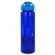 aerial view a blue easy pour 24 oz colorful bottle with floating infuser, image 1 of 2