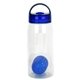 aerial view a blue arch 25 oz recycled bottle with floating infuser, image 1 of 2