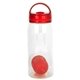 aerial view a red arch 25 oz recycled bottle with floating infuser, image 1 of 2
