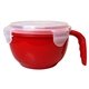 aerial view a red noodle container bowl with handle, image 1 of 2