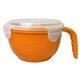 aerial view a orange noodle container bowl with handle, image 1 of 2