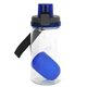 aerial view a blue locking lid 18 oz bottle with floating infuser, image 1 of 2