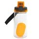 aerial view a orange locking lid 18 oz bottle with floating infuser, image 1 of 2