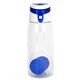 aerial view a blue trendy 25 oz recycled bottle with floating infuser, image 1 of 2