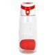 aerial view a red trendy 25 oz recycled bottle with floating infuser, image 1 of 2