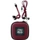 a red textured charging cable ear bud kit
