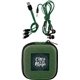 a green textured charging cable ear bud kit
