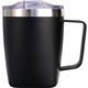 aerial view a black travelers 12 oz stainless steel mug, image 1 of 2