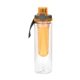 aerial view a orange locking lid 24 oz bottle with infuser, image 1 of 2