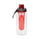 aerial view a red locking lid 25 oz recycled bottle with infuser, image 1 of 2