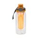 aerial view a orange locking lid 25 oz recycled bottle with infuser, image 1 of 2