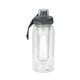 aerial view a clear locking lid 25 oz recycled bottle with infuser, image 1 of 2