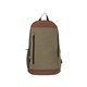 aerial view a greige multi - compartment canvas backpack, image 1 of 2