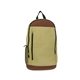 aerial view a tan multi - compartment canvas backpack, image 1 of 2