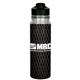 aerial view a black easy pour 18 oz full color insert bottle, image 1 of 2