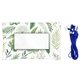 aerial view a blue leaf wrapped ear bud set, image 1 of 2