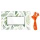 aerial view a orange leaf wrapped ear bud set, image 1 of 2