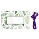 aerial view a purple leaf wrapped ear bud set, image 1 of 2
