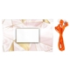 aerial view a orange marble wrapped ear bud set, image 1 of 2