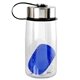 aerial view a blue metal lanyard lid 18 oz bottle with floating infuser, image 1 of 2