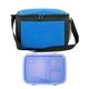 aerial view a blue bag & blue container lunch to go ridge cooler, image 1 of 2